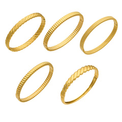 18K Gold-Plated Textured Slim Bangle Designs