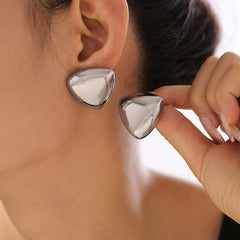 18K Gold-Plated Rounded Triangle Stud Earrings