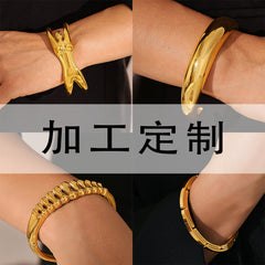 18K Gold-Plated Sculptural Fish-Shape Cuff Bracelet