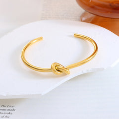 18K Gold-Plated Knotted Open Cuff Bracelet