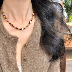 Camille Vintage-Inspired Tiger-Eye Choker Necklace