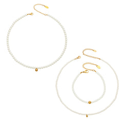 Pearl-Look Beaded Necklace & Bracelet
