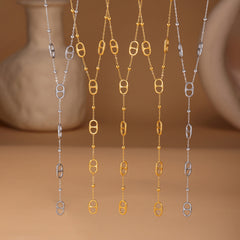 Gold-Tone Oval Link Y Necklace