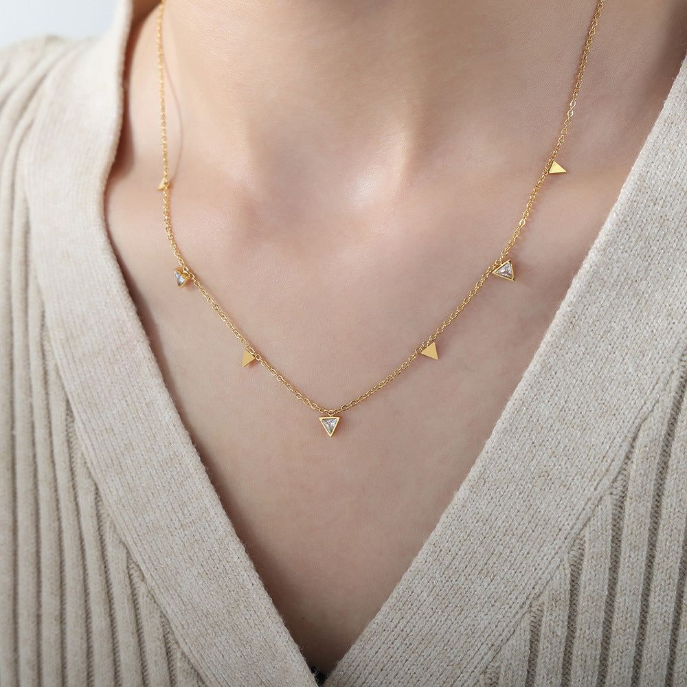 18K Gold-Plated Triangle Charm Necklace