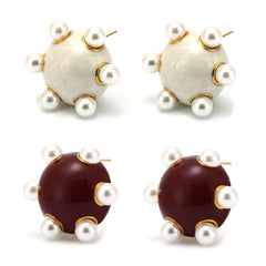 18K Gold-Plated Flower Pearl-Look Earrings