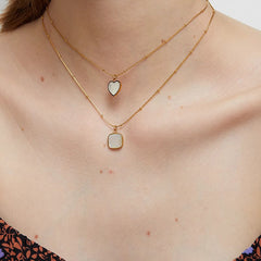 Nicolette Vintage-Inspired White Mother-of-Pearl Heart Pendant Necklace