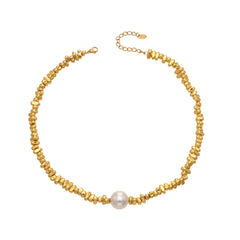 Imitation Pearl Textured Chain Necklace