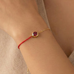 18K Gold-Plated Red Cord Stone-Accent Bracelet