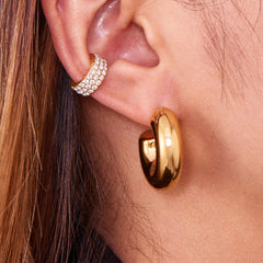 18K Gold-Plated Smooth Hollow C-Hoop Earrings