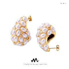 18K Gold-Plated Pearl-Look Teardrop Earrings