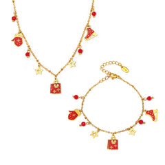 18K Gold-Plated Garnet Christmas Necklace or Bracelet