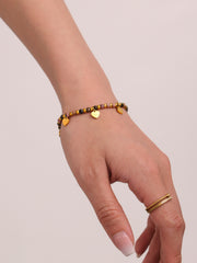 Natural Stone Heart Pendant Necklace & Bracelet