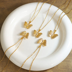 Cubic Zirconia Butterfly Pendant Necklace