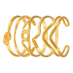 Wave & Geometric Stainless Steel Cuff Bracelets