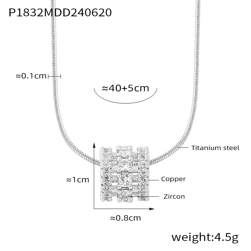 Sparkling Cylinder Pendant Necklace