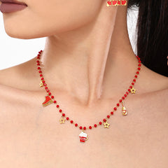 Garnet Christmas Charm Necklace & Bracelet