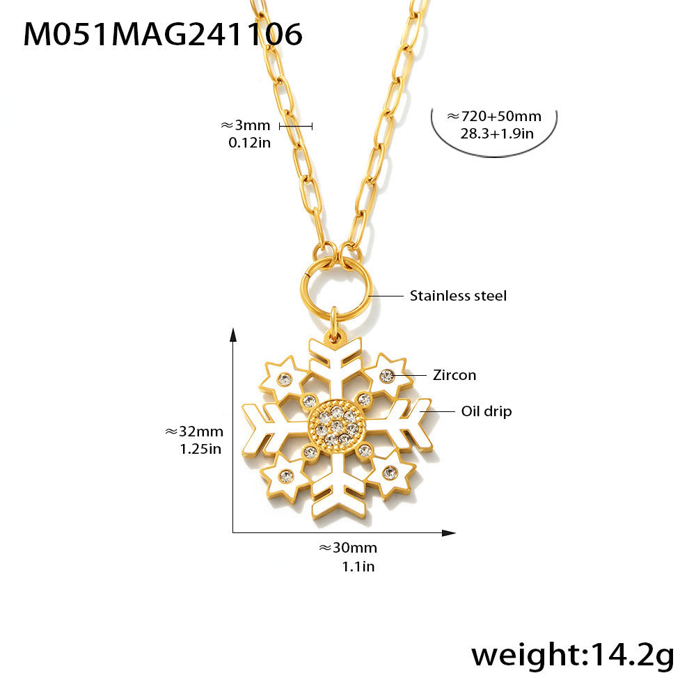 Enamel Snowflake Long Necklace