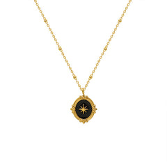 Gold-Tone Celestial Oval Pendant Necklace