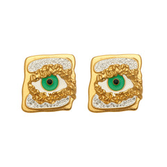 Textured Eye Motif Square Stud Earrings