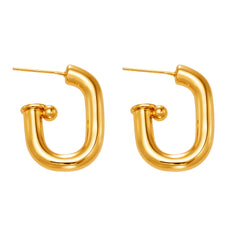18K Gold-Plated Hollow U-Hoop Copper Earrings