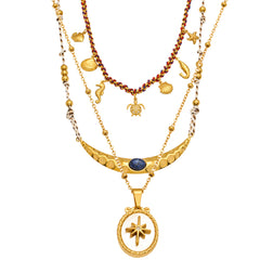 Kyanite Crescent & Ocean Charm Necklace & Bracelet