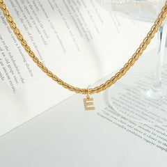 Cubic Zirconia Initial Letter Chain Necklace