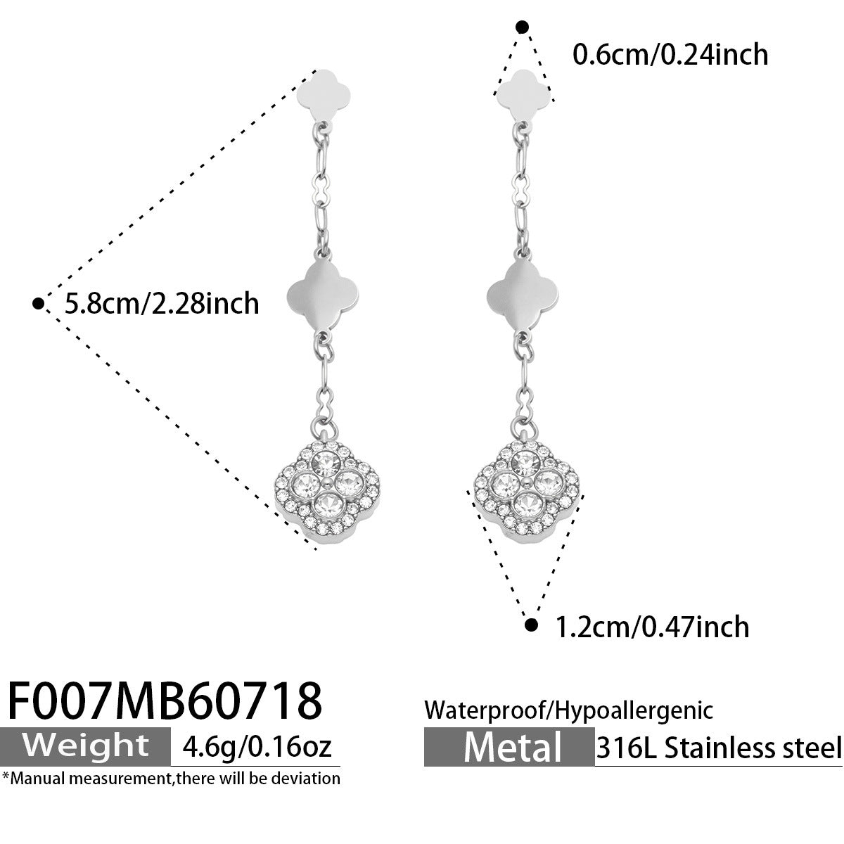 18K Gold-Plated Cubic Zirconia Flower Drop Earrings