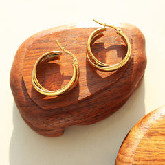 18K Gold-Plated & Silver-Tone Double-Profile Hoops