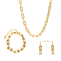 Geometric Link Necklace, Bracelet or Stud Earrings