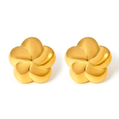 18K Gold-Plated Sculptural Five-Petal Stud Earrings