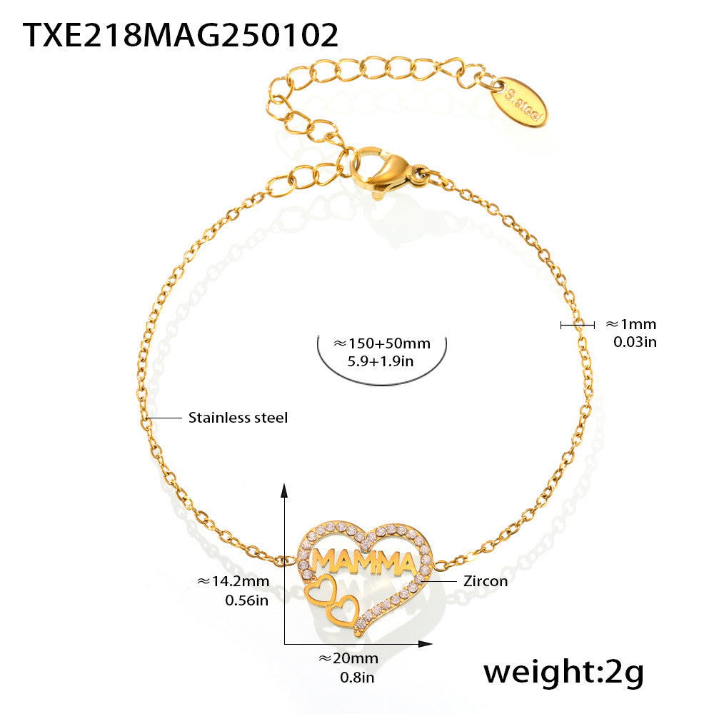 MAMMA Heart Cubic Zirconia Bracelet