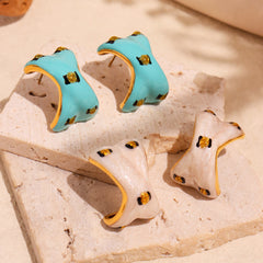 Enamel Sculptural Crescent Earrings