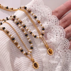Tiger Eye Pendant & Natural Stone Beaded Necklaces