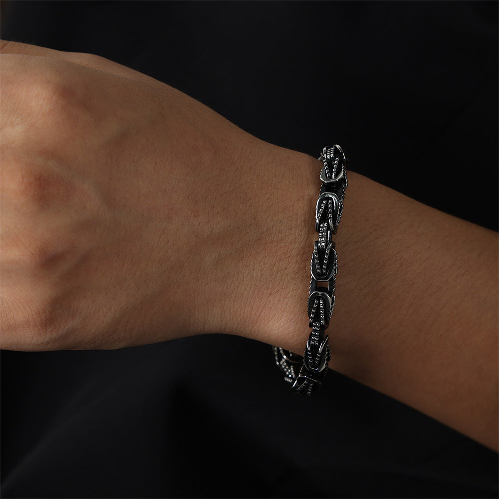 Dark Textured Link Stainless Steel Bracelet