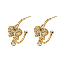 Cubic Zirconia Floral C-Hoop Earrings