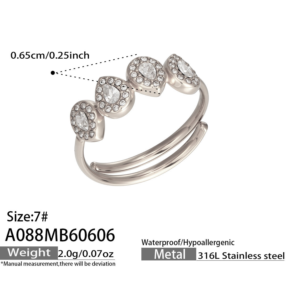 18K Gold-Plated Color Cubic Zirconia Open Ring