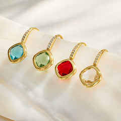 Colored Czech Glass & Cubic Zirconia Drop Earrings