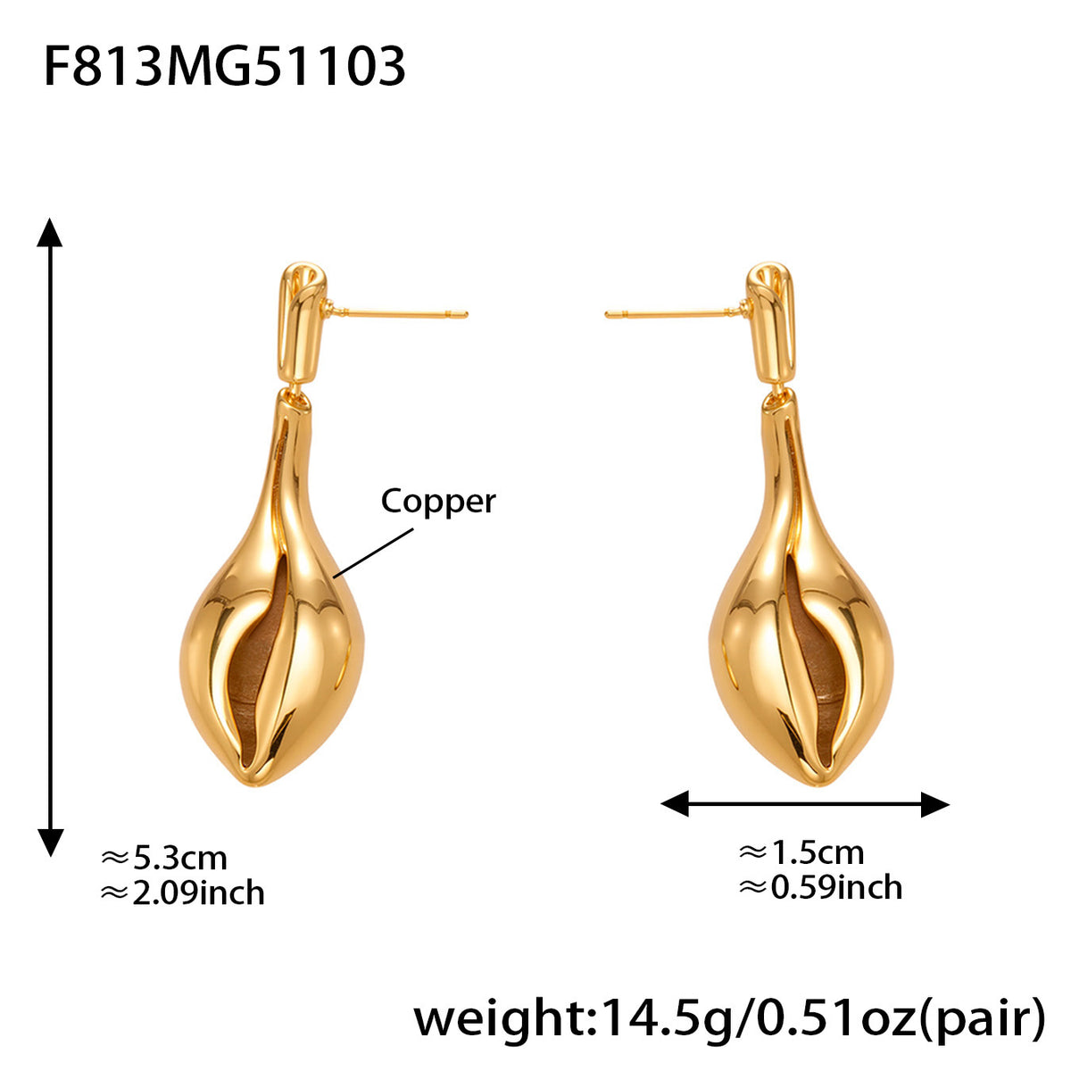 18K Gold-Plated Openwork Shell Drop Earrings