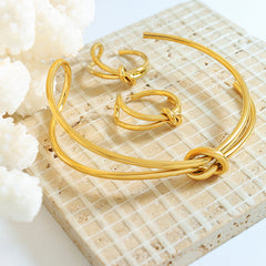 18K Gold-Plated Knot Cuff and Ring Designs