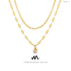 Gold-Tone Double-Layer Cubic Zirconia Necklace
