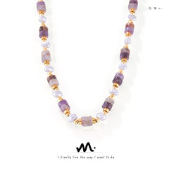 Amethyst & Shell-Pearl Beaded Necklace