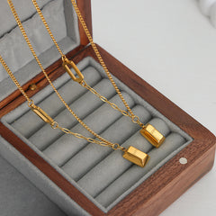 Gold-Tone LOVE and GOLD Inscription Necklace