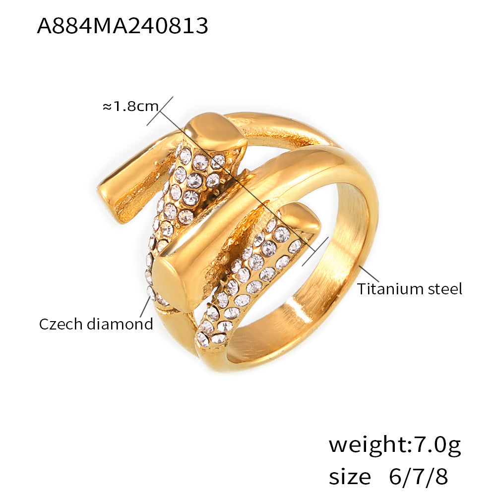 Sparkling Sculptural Crossover Ring