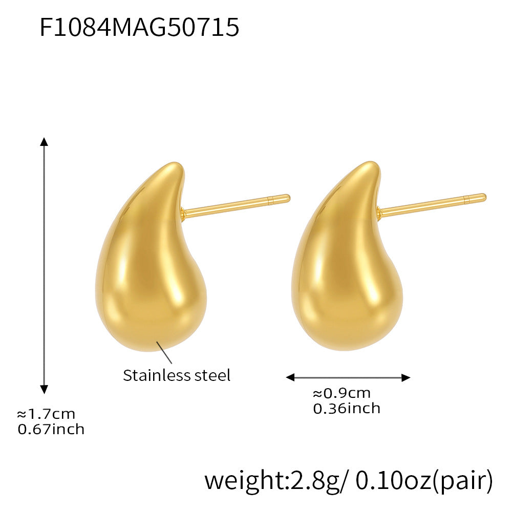 Polished Hollow Teardrop Stud Earrings