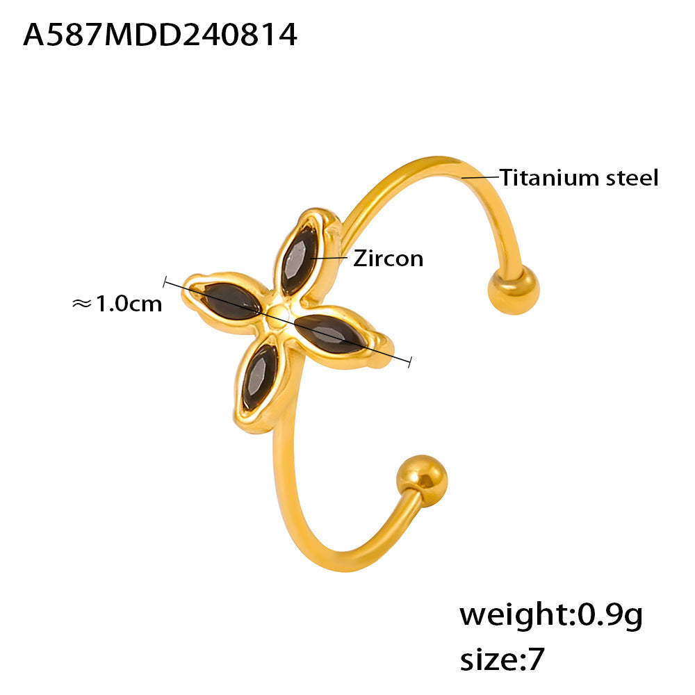 18K Gold-Plated Cubic Zirconia Flower Necklace or Ring