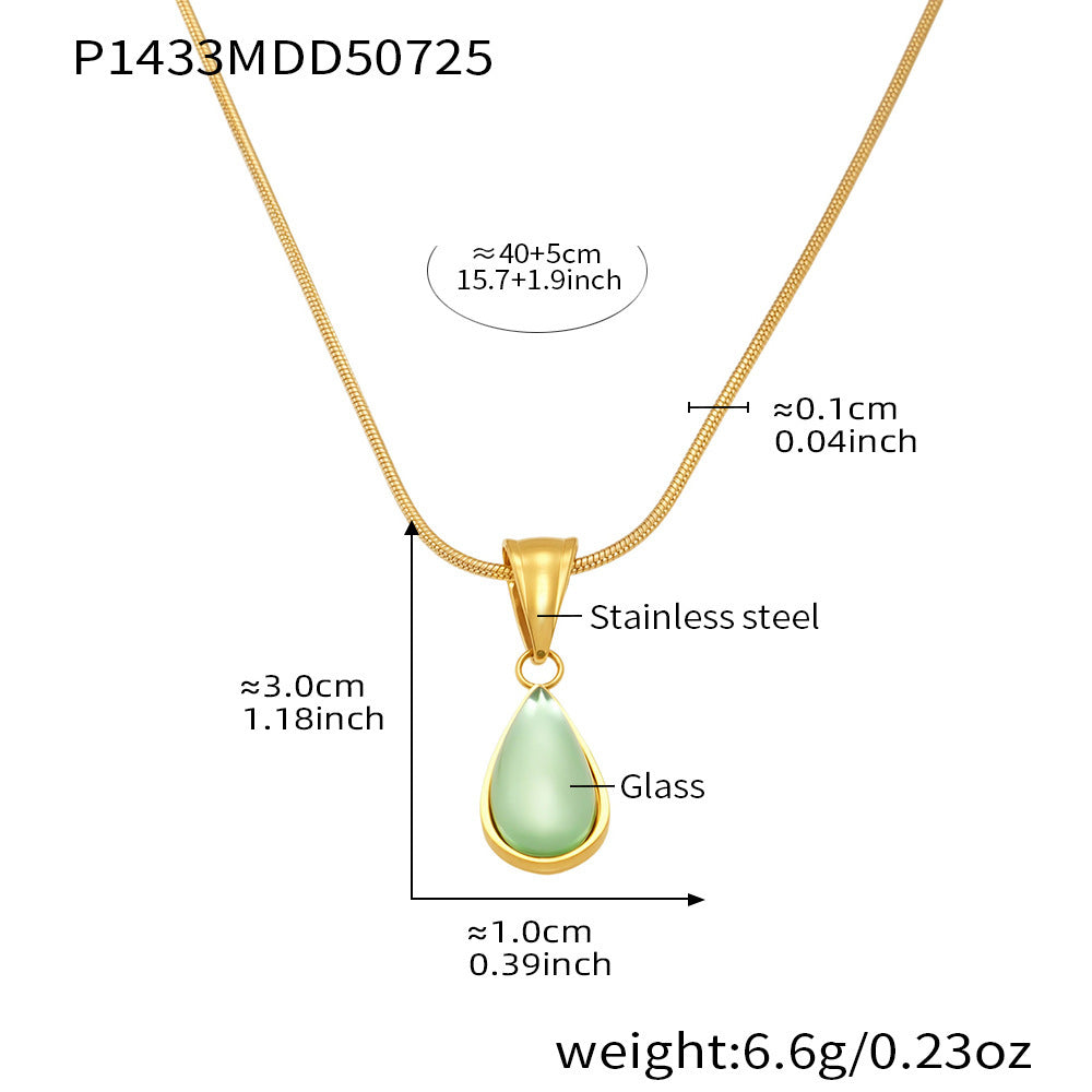 Glass Teardrop Pendant Necklace