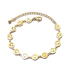 Gold-Tone Smiley Face Station Bracelet