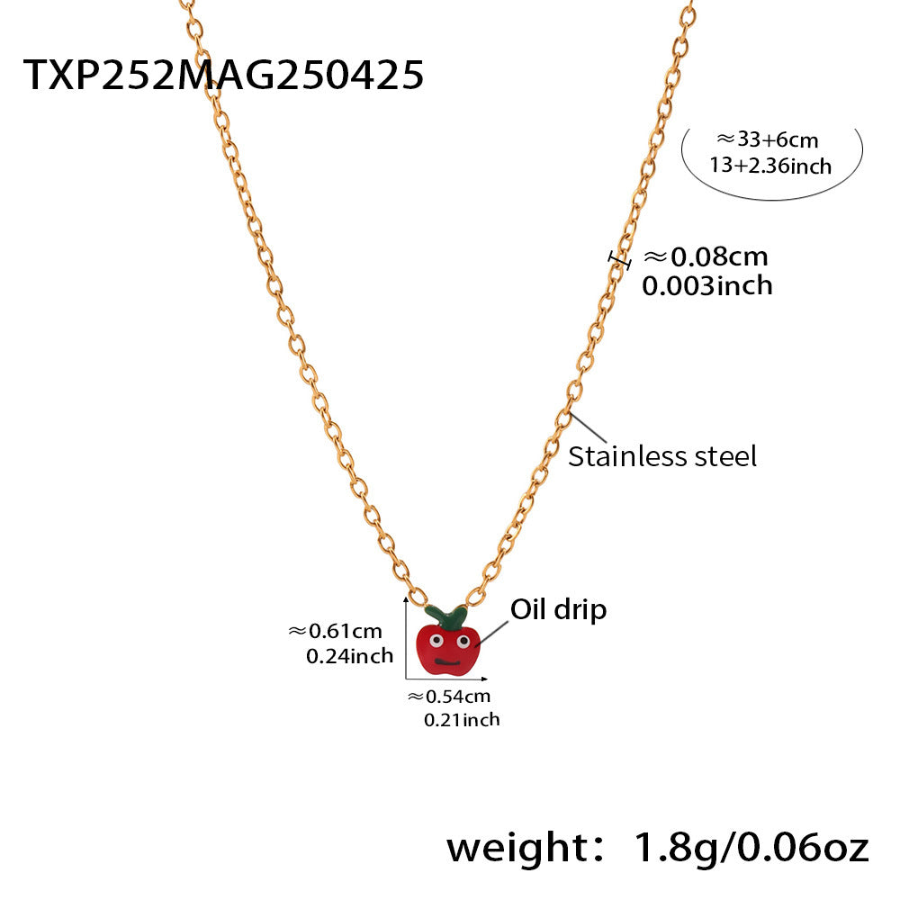 Red Apple Enamel Necklace, Bracelet, Ring & Earrings