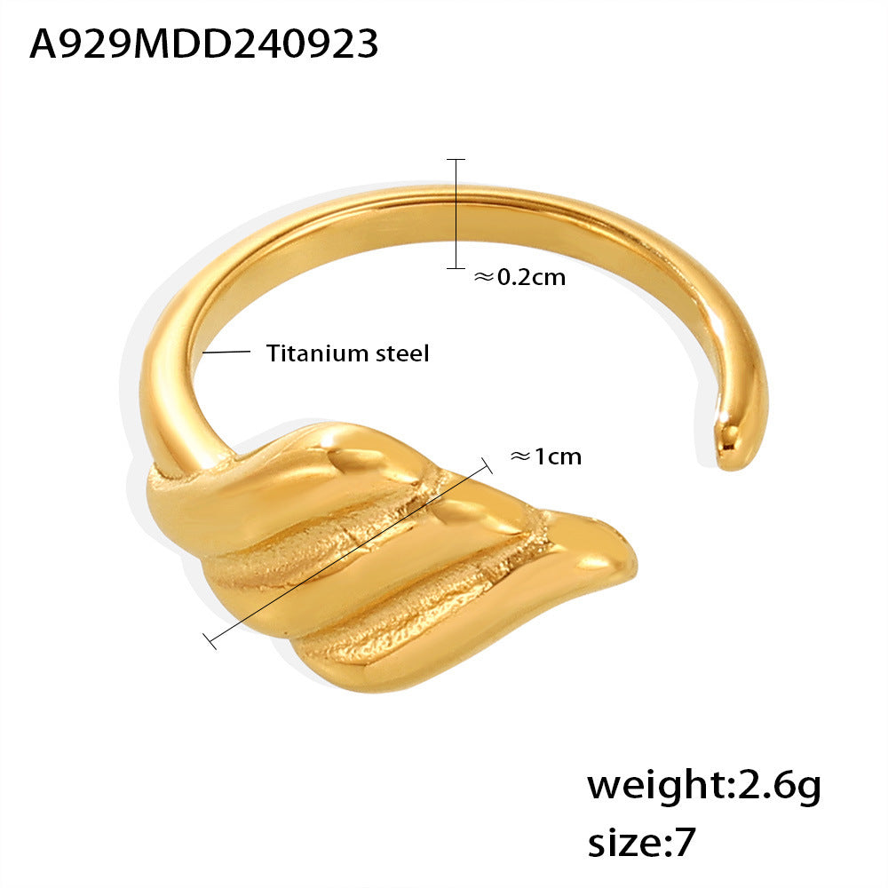 18K Gold-Plated Sculptural Wave Open Ring