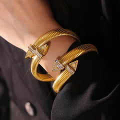 18K Gold-Plated Textured Triangle Cuff Bracelet